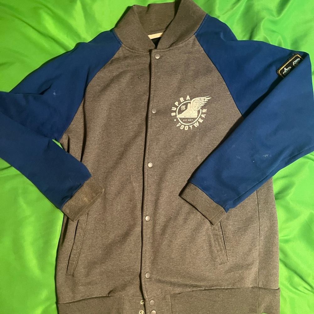 Supra Gray and Blue Varsity Jacket